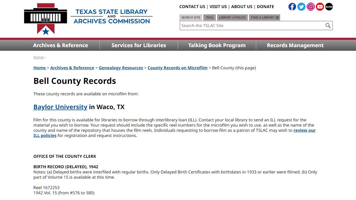 Bell County Records - Texas State Library and Archives Commission